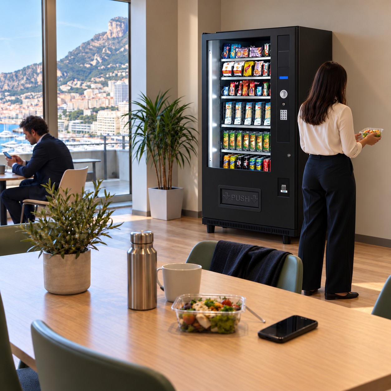Offre snacking Optimat en espace de pause
